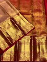 Load image into Gallery viewer, Classic Crimson Red 2gm Zari Bridal Elegance Kanchipuram Handloom Silk Saree SS25358
