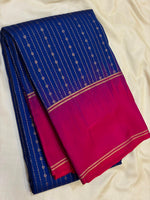 Load image into Gallery viewer, Classic Imperial Blue &amp; Deep Pink 1gm Zari Elegance Kanchipuram Handloom Silk Saree SS27970
