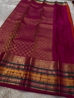 Load image into Gallery viewer, Classic Burnt Orange &amp; Fuchsia Pink 2gm Zari Elegance Kanchipuram Handloom Silk Saree SS24789
