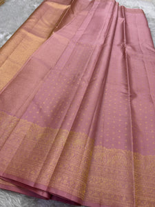 Classic Nude Pink Kanchipuram Handloom Silk Saree SS26220