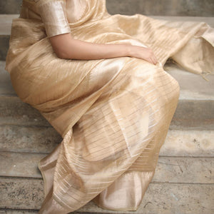 Classic Beige Elegance Tissue Silk Saree SS25260