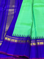 Load image into Gallery viewer, Classic Sea Green &amp; Robin Blue 2gm Zari Elegance Kanchipuram Handloom Silk Saree SS25307
