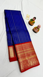 Load image into Gallery viewer, Royal Blue &amp; Chilli Red Elegance Kanchipuram Handloom Silk Saree SS24488
