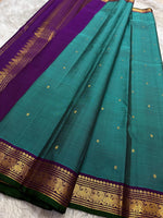 Load image into Gallery viewer, Classic Teal Blue &amp; Vadamalli Elegance Kanchipuram Handloom Silk Saree SS25389
