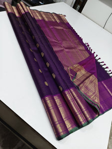 Classic Purple & Vadamalli 2gm Zari Kanchipuram Handloom Silk Saree SS26239