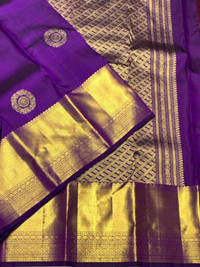 Classic Purple & Red 2gm Zari Elegance Kanchipuram Handloom Silk Saree SS24396