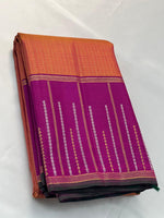 Load image into Gallery viewer, Classic Orange &amp; Deep Pink 2gm Zari Kanchipuram Handloom Silk Saree SS26396
