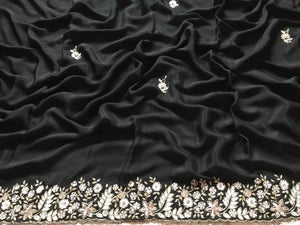 Classic Charcoal Black Elegance Chiffon Crepe Saree SS23926