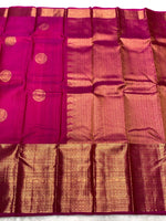 Load image into Gallery viewer, Classic Deep Pink 2gm Zari Elegance Kanchipuram Handloom Silk Saree SS24393
