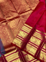 Load image into Gallery viewer, Classic Teal Green &amp; Pink 2gm Zari Bridal Elegance Kanchipuram Handloom Silk Saree SS25274
