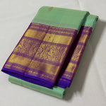 Load image into Gallery viewer, Classic Sea Green &amp; Purple 2gm Zari Bridal Elegance Kanchipuram Handloom Silk Saree SS28207
