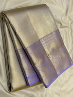 Load image into Gallery viewer, Classic Shimmer Silver &amp; Lavender Diagonal Rectangular Design Brocade 2gm Zari Bridal Elegance Kanchipuram Handloom Silk Saree SS27412 (Copy)
