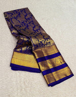 Load image into Gallery viewer, Classic Royal Blue 2gm Zari Elegance Kanchipuram Handloom Silk Saree SS27879
