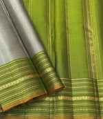 Load image into Gallery viewer, Classic Grey &amp; Olive Green 1gm Zari Elegance Kanchipuram Handloom Silk Saree SS24760
