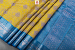 Load image into Gallery viewer, Classic Yellow &amp; Blue Kanchipuram Handloom Silk Saree SS26625
