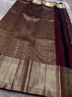Load image into Gallery viewer, Classic Mahogany Brown Bridal Elegance Kanchipuram Handloom Silk Saree SS25907

