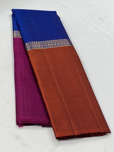 Classic Blue & Mustard 2gm Zari Elegance Kanchipuram Handloom Silk Saree SS25227