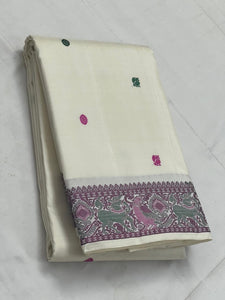 Classic Butter Cream Kanchipuram Handloom Silk Saree SS25894