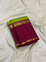 Load image into Gallery viewer, Classic Lime Green Thread Stripes Korvai 1gm Zari Ganga Jamuna Elegance Kanchipuram Handloom Silk Saree SS28572
