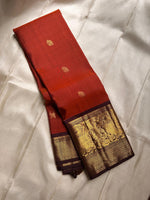 Load image into Gallery viewer, Classic Orange &amp; Brown Kanchipuram Handloom Silk Saree SS25957
