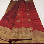 Load image into Gallery viewer, Classic Burnt Orange 2gm Zari Temple Bridal Elegance Kanchipuram Handloom Silk Saree SS26585
