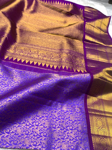 Classic Lavender & Vadamalli 2gm Zari Bridal Elegance Kanchipuram Handloom Silk Saree SS25273