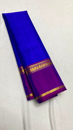 Load image into Gallery viewer, Classic Robin Blue &amp; Vadamalli Purple 1gm Zari Elegance Kanchipuram Handloom Silk Saree SS27971

