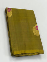 Load image into Gallery viewer, Classic Olive Green 2gm Zari Elegance Kanchipuram Handloom Silk Saree SS27128
