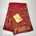 Load image into Gallery viewer, Classic Ruby Red Handwork Elegance Khaddi Banarasi Crepe Silk Saree SS25411
