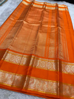 Load image into Gallery viewer, Classic Pumpkin Orange Elegance Kanchipuram Handloom Silk Saree SS27248
