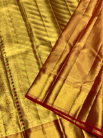 Load image into Gallery viewer, Classic Gold &amp; Red 2gm Zari Brocade Tissue Bridal Elegance Kanchipuram Handloom Silk Saree SS28291
