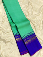 Load image into Gallery viewer, Classic Sea Green &amp; Robin Blue 2gm Zari Elegance Kanchipuram Handloom Silk Saree SS25307
