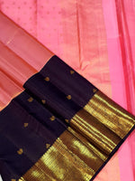 Load image into Gallery viewer, Classic Rose Pink &amp; Coffee Brown 2gm Zari Elegance Kanchipuram Handloom Silk Saree SS27270
