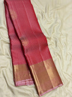 Load image into Gallery viewer, Classic Rose Pink 2gm Zari Brocade Bridal Elegance Kanchipuram Handloom Silk Saree SS26973
