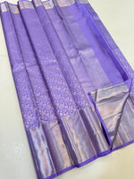 Load image into Gallery viewer, Pastel Bluish Lavender 2gm Zari Bridal Elegance Kanchipuram Handloom Silk Saree SS24366
