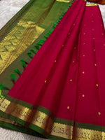 Load image into Gallery viewer, Classic Cherry Red &amp; Olive Green Elegance Kanchipuram Handloom Silk Saree SS25391
