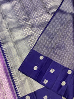 Load image into Gallery viewer, Pastel Lilac &amp; Steel Blue 2gm Zari Elegance Kanchipuram Handloom Silk Saree SS25367
