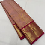 Load image into Gallery viewer, Classic Sunset Orange 1gm Zari Elegance Kanchipuram Handloom Silk Saree SS25272
