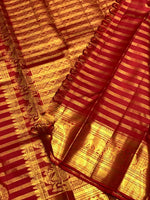 Load image into Gallery viewer, Classic Dark Red 2gm Zari Bridal Elegance Kanchipuram Handloom Silk Saree SS25363
