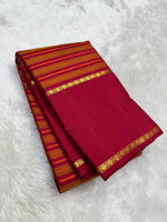Load image into Gallery viewer, Classic Brick Orange &amp; Chilli Red 2gm Zari Korvai Checks Elegance Kanchipuram Handloom Silk Saree SS27813
