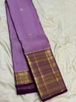 Load image into Gallery viewer, Classic Lavender &amp; Dark Violet 2gm Zari Vaira Oosi Checks Elegance Kanchipuram Handloom Silk Saree SS28079
