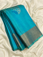 Load image into Gallery viewer, Classic Aqua &amp; Vadamalli 1gm Zari Elegance Kanchipuram Handloom Silk Saree SS27963
