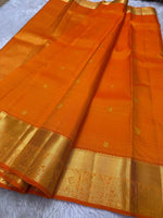 Load image into Gallery viewer, Classic Orange Elegance Kanchipuram Silk Saree SS23937
