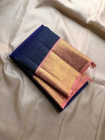 Load image into Gallery viewer, Classic Royal Blue &amp; Baby Pink Kanchipuram Handloom Silk Saree SS26027
