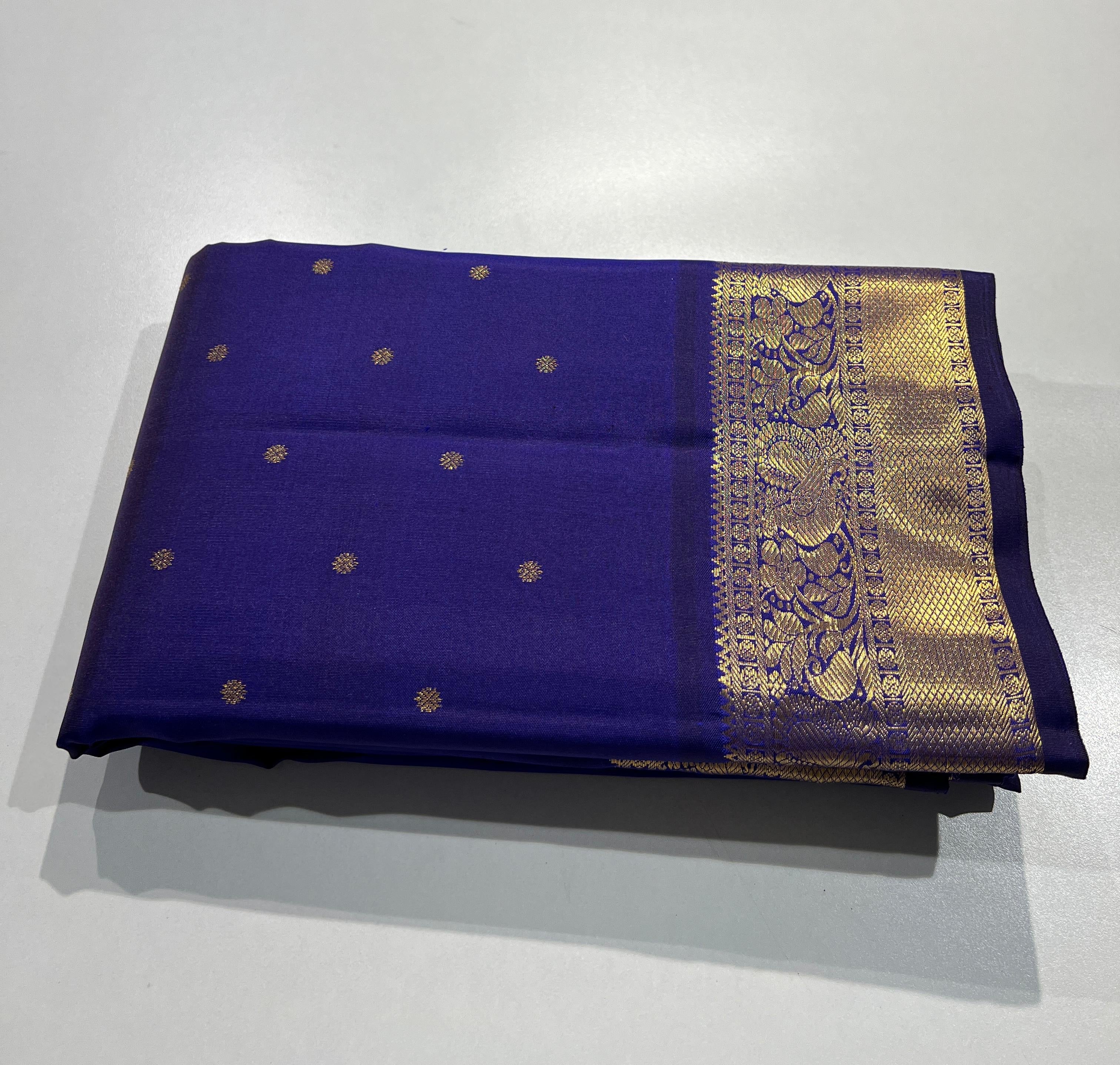 Classic Royal Blue 1gm Zari Bridal Elegance Kanchipuram Handloom Silk Saree SS26047
