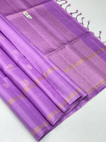 Load image into Gallery viewer, Classic Lilac Elegance Handloom Soft Silk Saree SS24484
