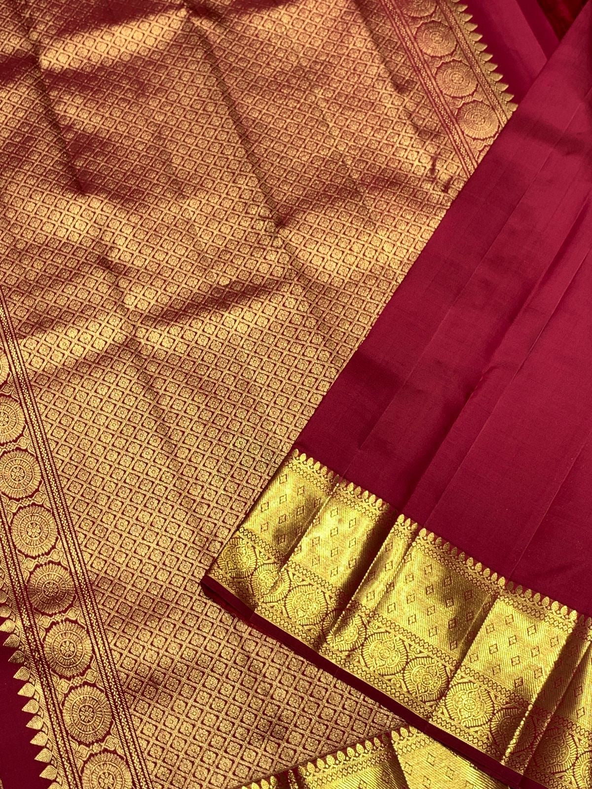Classic Ruby Pink 2gm Zari Bridal Elegance Kanchipuram Handloom Silk Saree SS25370