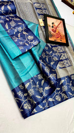 Load image into Gallery viewer, Classic Sky Blue &amp; Navy Blue Banarasi Elegance Kanchipuram Handloom Silk Saree SS27944
