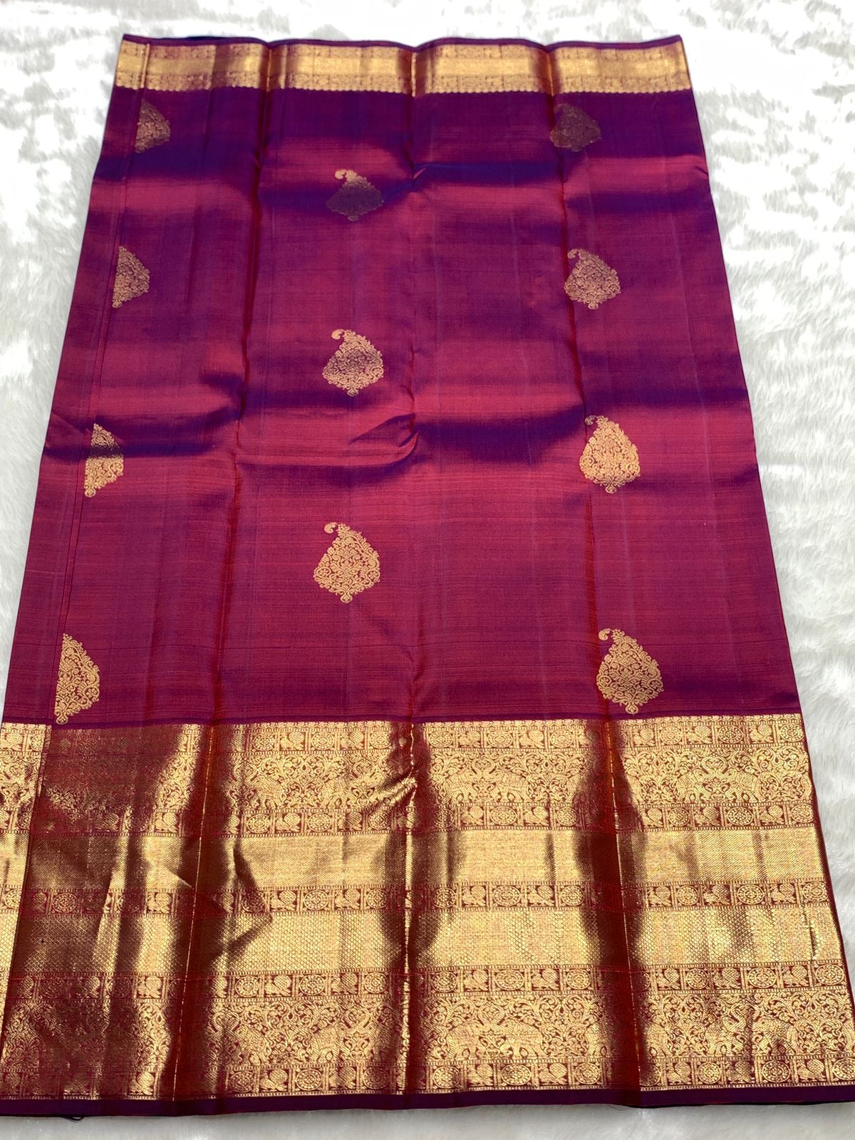 Classic Wine Pink & Onion Pink 2gm Zari Bridal Elegance Kanchipuram Handloom Silk Saree SS25445