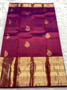 Classic Wine Pink & Onion Pink 2gm Zari Bridal Elegance Kanchipuram Handloom Silk Saree SS25445